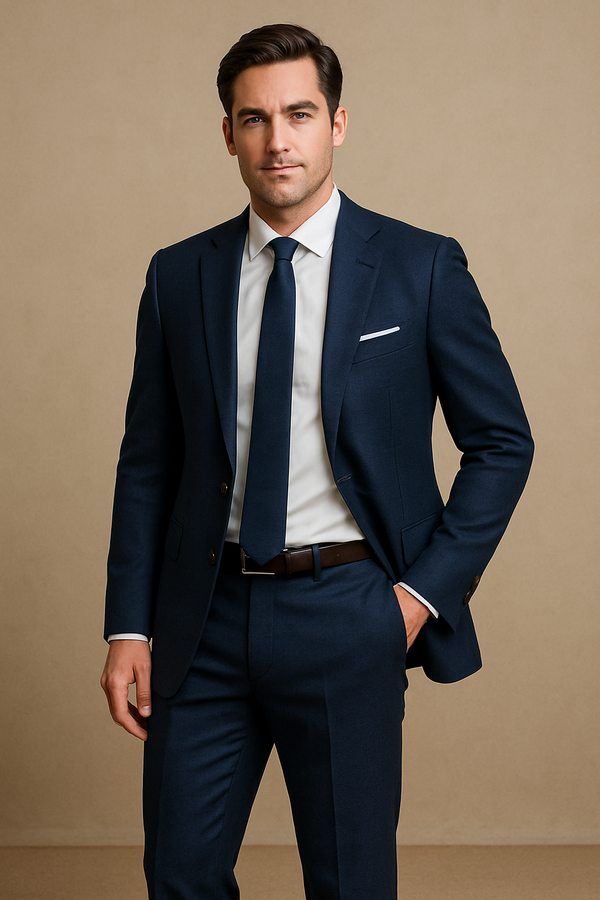 Men's Tuxedo Navy Blue Color 2 Piece Suit