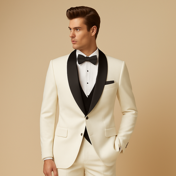 Men's Tuxedo Business Suit Shawl Lapel Off White Color Suit