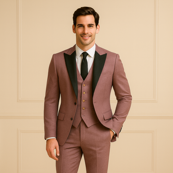 Men's Tuxedo Peak Lapel Onion Color 3 Piece Suit