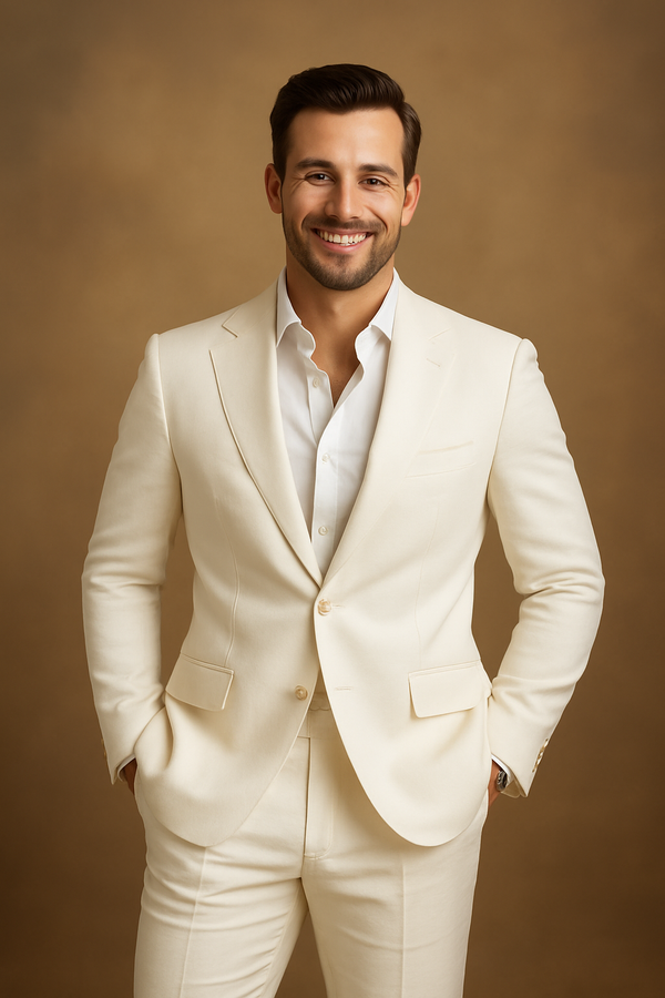 Men's Tuxedo Off White Same Color 2 Piece Suit
