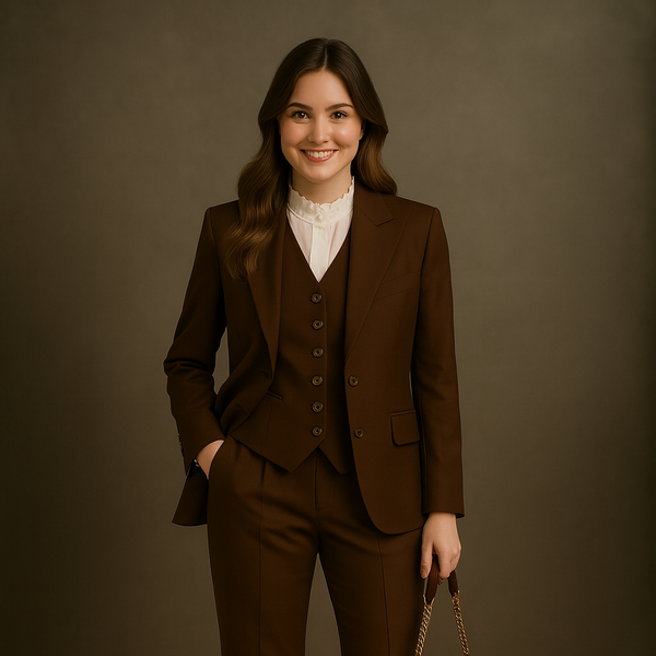 Women's 3 Piece Chocolate Brown Prom Event Suits