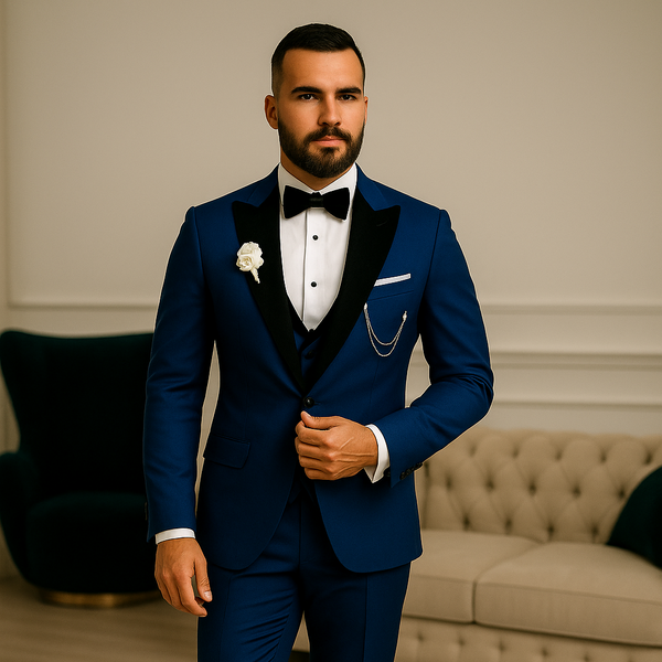 Men's Tuxedo Notch Lapel Royal Blue Color 2 Piece Suit