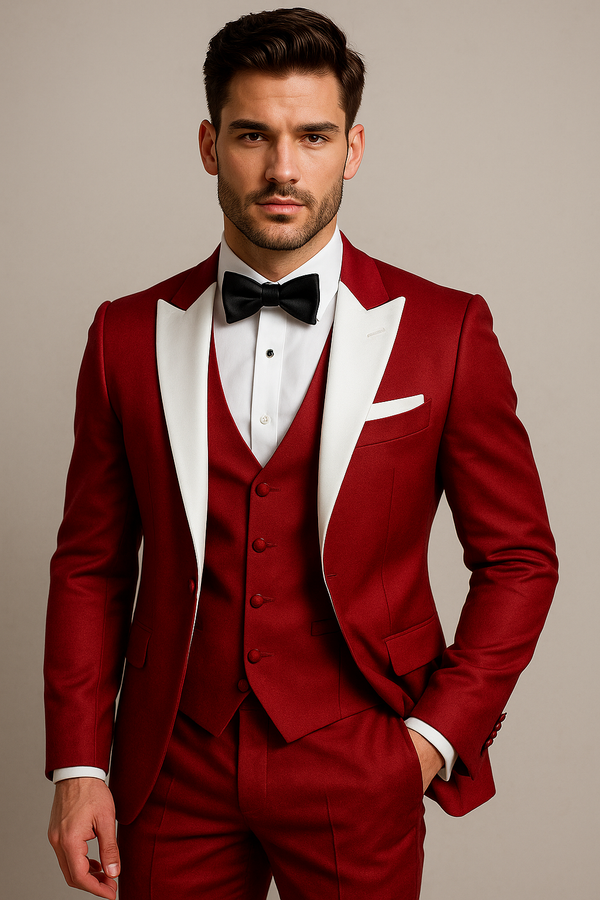 Luxury Wedding Burgundy Red Tuxedo for Men – Stylish Groom Outfit