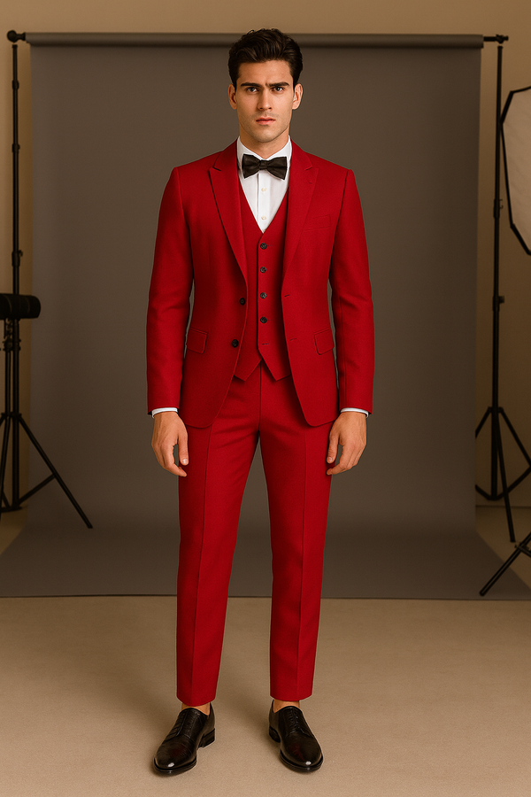 Men's Business Pink Color 3 Piece Suits