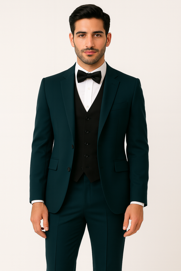 Men's Business Teal Color 3 Piece Suits