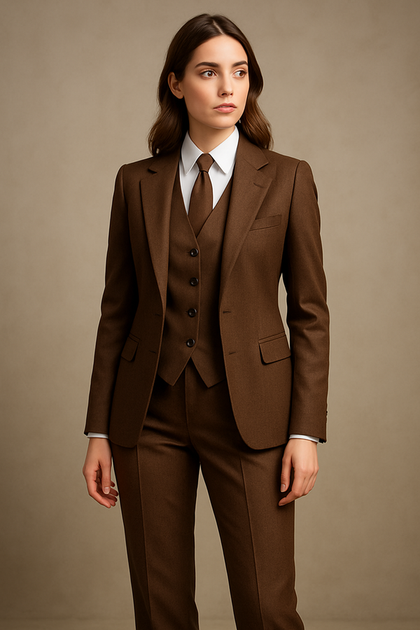 Women's 3 Piece Brown Color Prom Event Suits