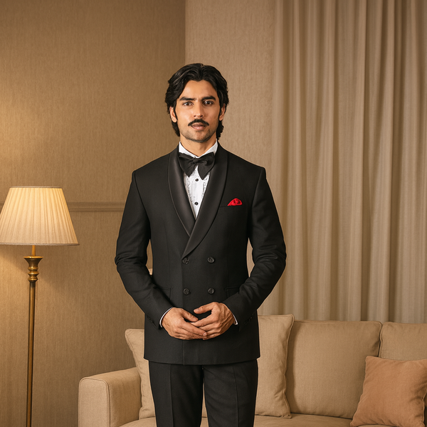 Men's Double Breasted Grey Color Business Suit