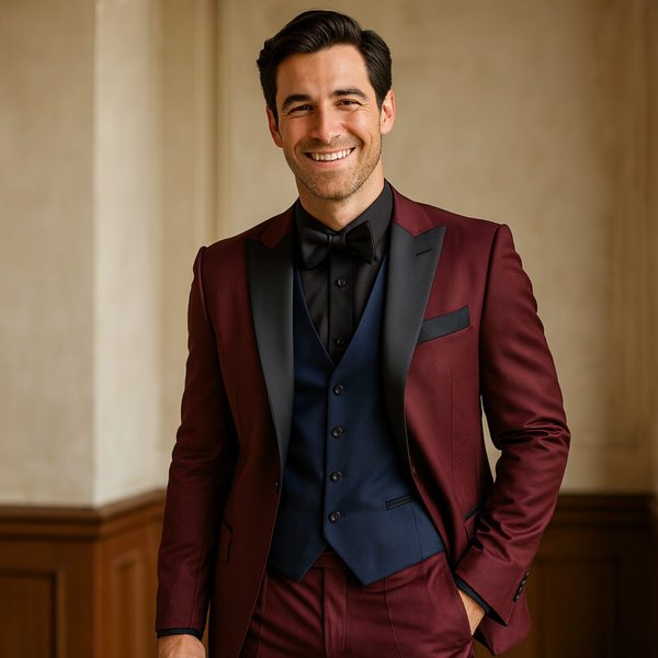 Men's Tuxedo Peak Lapel Burgundy Mehroon Color Suit